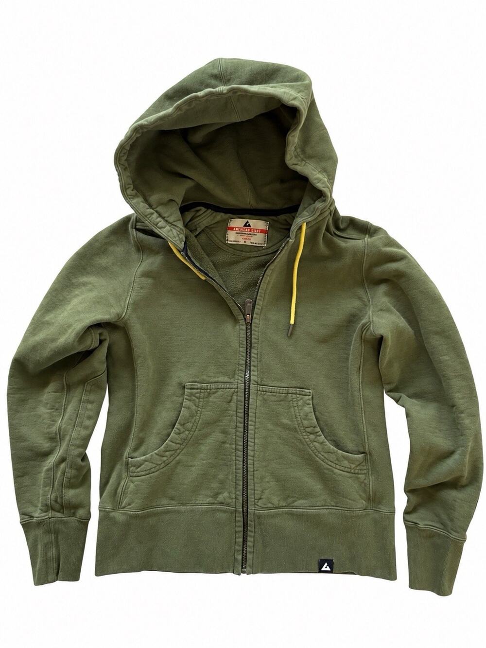 American Giant Women’s M Green Full Zip Hoodie 100% Cotton Made USA Heavyweight